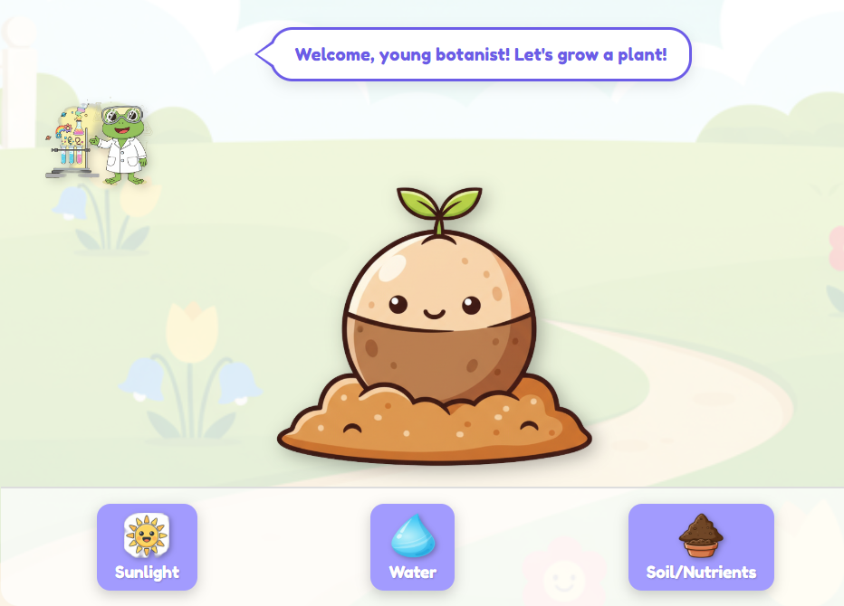 Cute character planting a seed