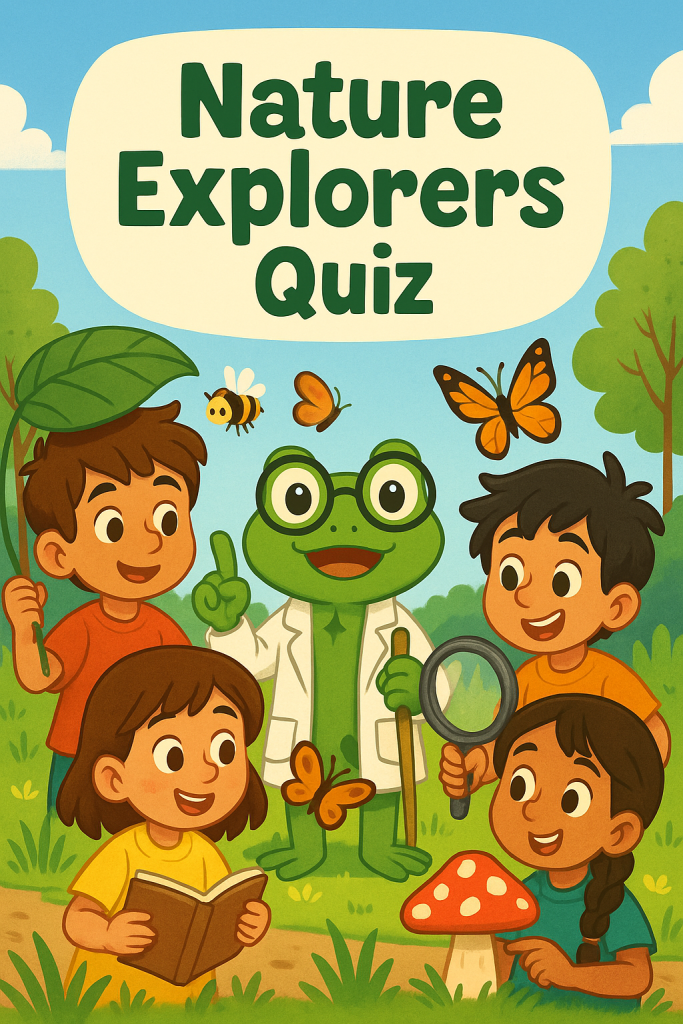 Children exploring nature with a frog.