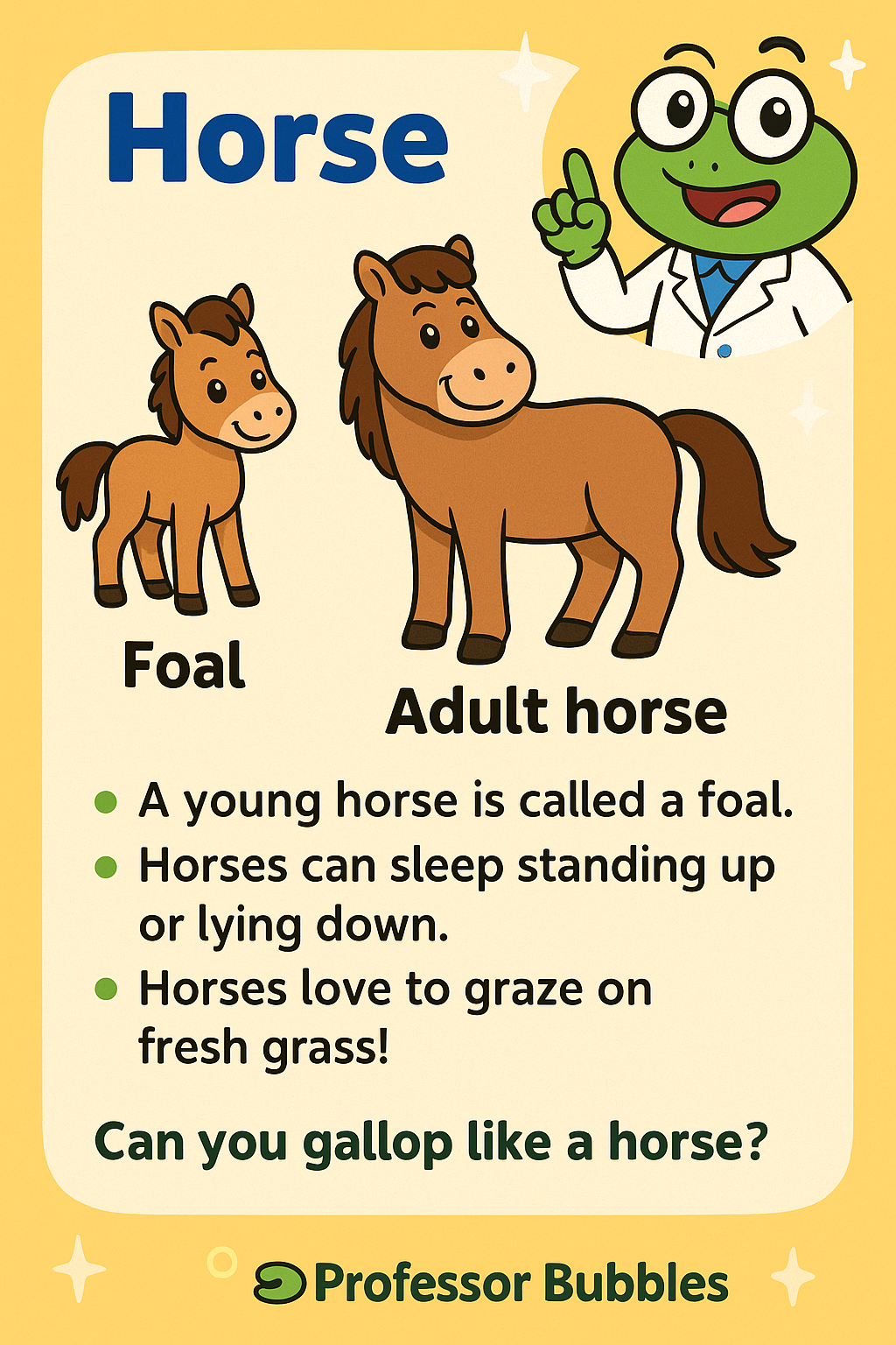 Foal and adult horse illustration.