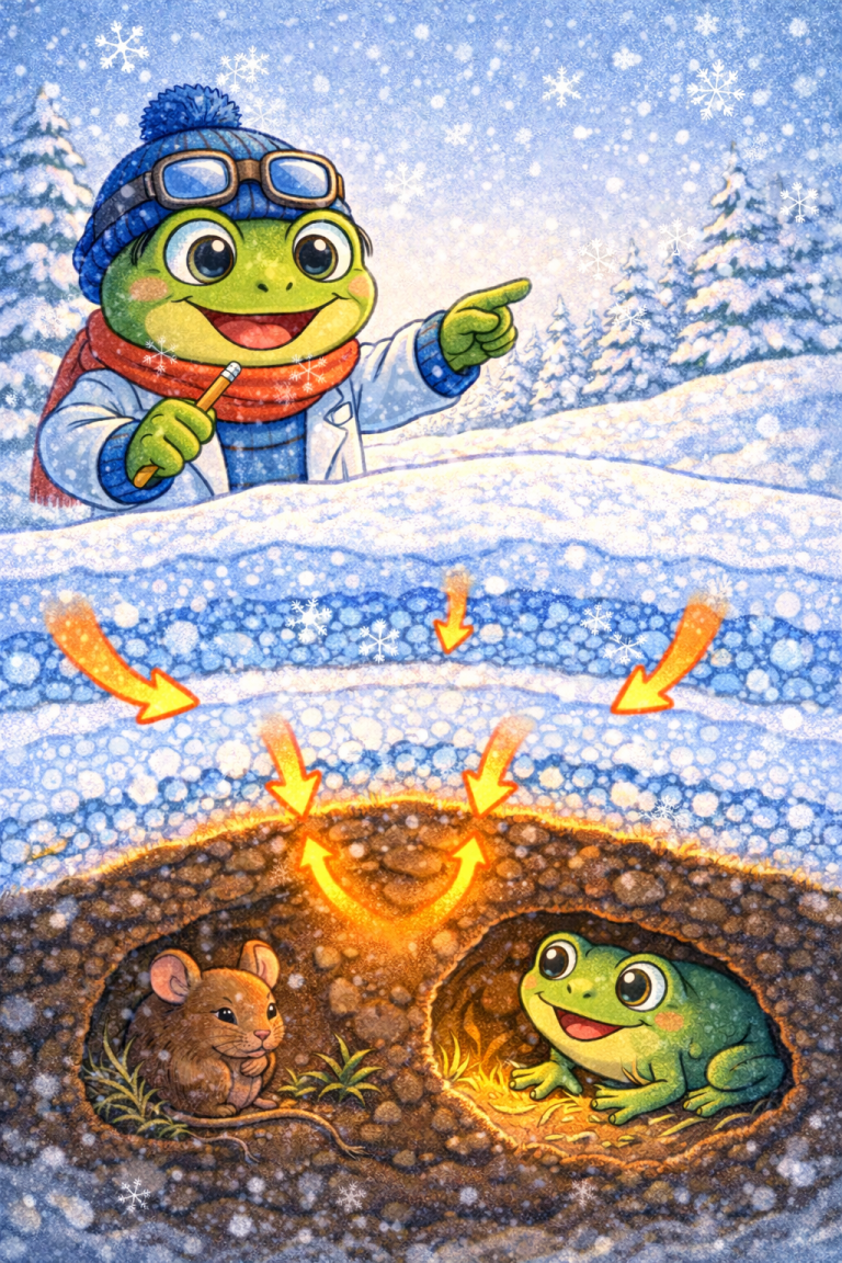 Frog scientist explaining winter burrows.